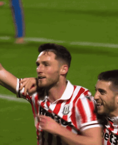 Soccer Player In Red And White Striped Shirt Saying Jet3 GIF