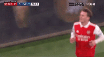Soccer Player In Red Emirates Jersey Making Funny Face GIF