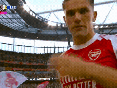 Soccer Player In Red Emirates Shirt GIF