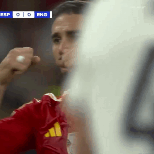 Soccer Player In Red Jersey Celebrating Against England GIF