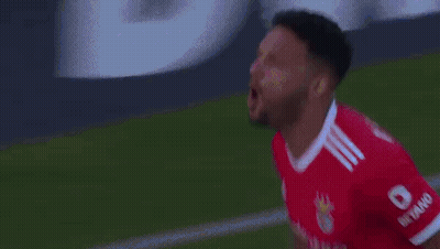 Soccer Player In Red Jersey Celebrating Goal GIF