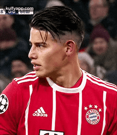 Soccer Player In Red Jersey Close Up GIF
