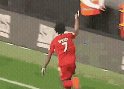 Soccer Player In Red Jersey Number 7 Running GIF