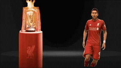 Soccer Player In Red Jersey With Standard Chartered GIF