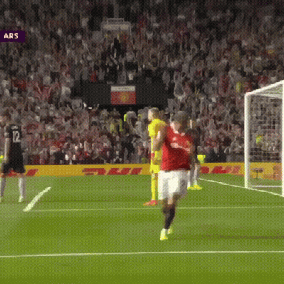 Soccer Player In Red Shirt Number 12 On Shorts GIF