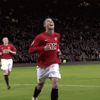 Soccer Player In Red Shirt With AIG GIF