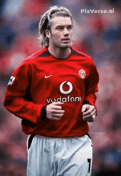 Soccer Player In Red Vodafone Jersey Running GIF