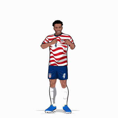 Soccer Player In Red White Blue Striped Jersey Number 4 GIF