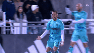 Soccer Player In Soriana Jersey Celebrating Goal GIF