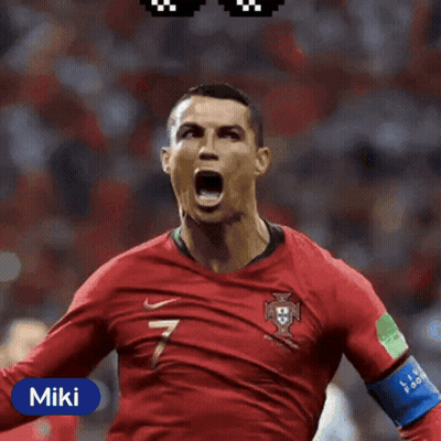 Soccer Player In Sunglasses And Crown Named Miki GIF