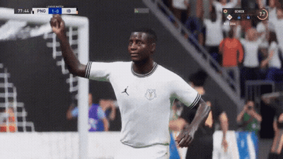 Soccer Player In White Air Jordan Jersey Celebrates Goal GIF