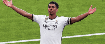 Soccer Player In White Emirates Fly Better Shirt GIF