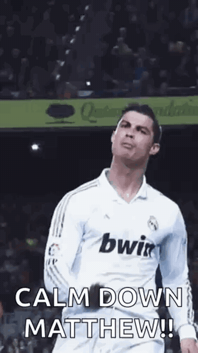 Soccer Player In White Jersey Says Calm Down Matthew GIF