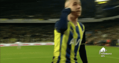 Soccer Player In Yellow And Blue Fenerbahce Jersey GIF