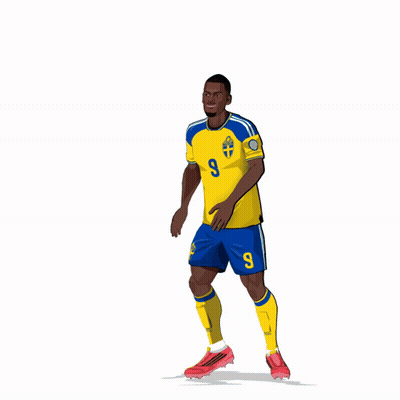 Soccer Player In Yellow And Blue Jersey Number 9 GIF