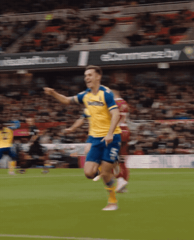 Soccer Player In Yellow And Blue Santander Jersey GIF