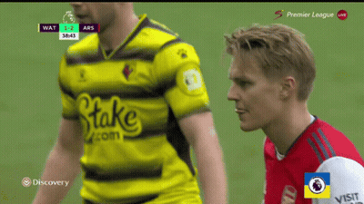 Soccer Player In Yellow Jersey Next To Another Player GIF