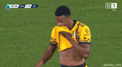 Soccer Player In Yellow Jersey Raising Arm GIF