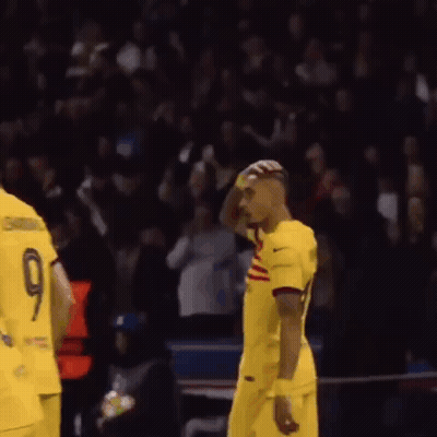 Soccer Player In Yellow Spotify Jersey GIF
