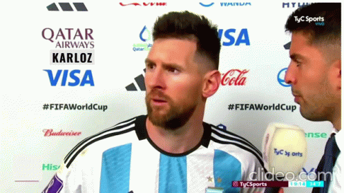 Soccer Player Interviewed In Front Of Qatar Airways Sign GIF