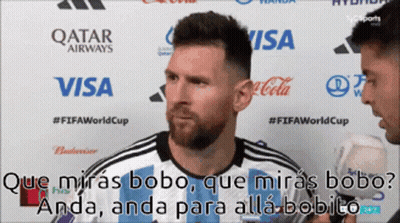 Soccer Player Interviewed Qatar Airways Visa Coca-Cola Banner GIF