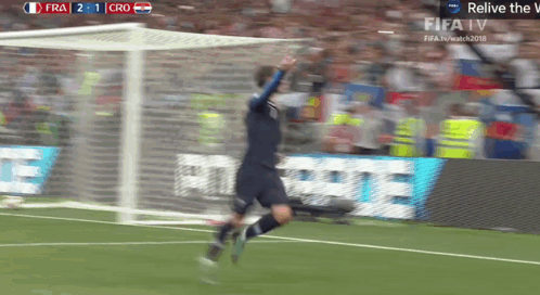 Soccer Player Jumping In Air Score 2-1 GIF
