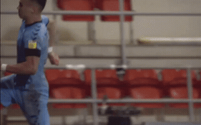 Soccer Player Jumping With Stick GIF
