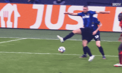 Soccer Player Kicking Ball At Lfctv Sign GIF