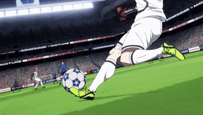 Soccer Player Kicking Ball At Motune Ad GIF