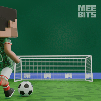 Soccer Player Kicking Ball In Front Of Mee Bits Logo GIF