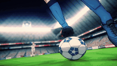 Soccer Player Kicking Ball In Stadium With UEFA Sign GIF