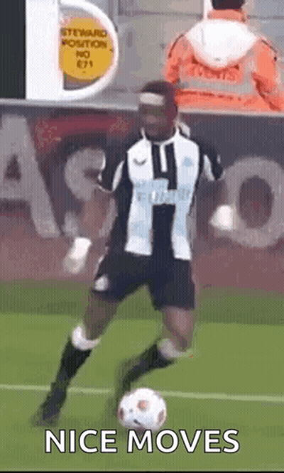 Soccer Player Kicking Ball Saying Nice Moves GIF