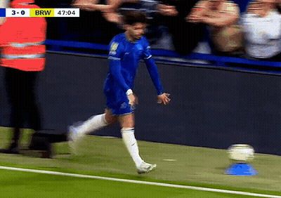 Soccer Player Kicking Ball With 3-0 Score GIF