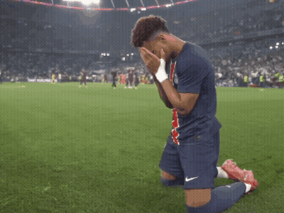 Soccer Player Kneeling Hands On Face GIF