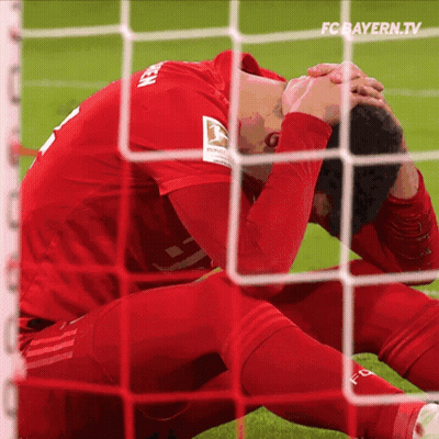 Soccer Player Kneeling Head In Hands FC Bayern.tv Logo GIF