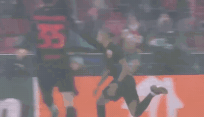 Soccer Player Kneeling In Front Of Follow Sign GIF