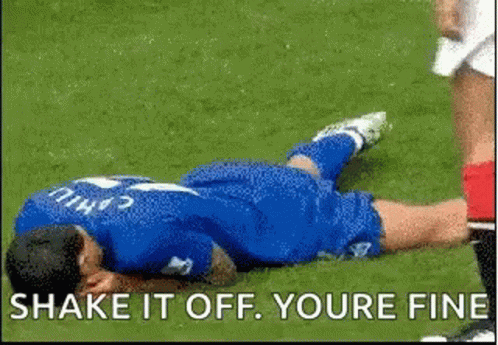 Soccer Player Laying On Ground Saying Shake It Off Youre Fine GIF