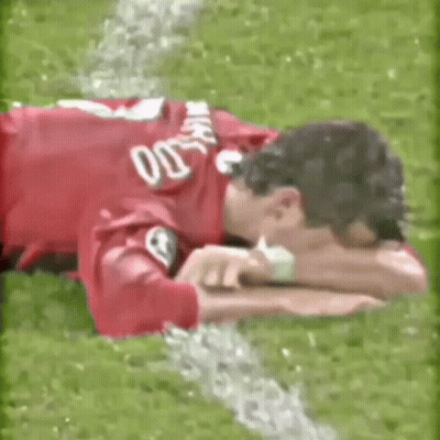 Soccer Player Laying With Head On Hands GIF