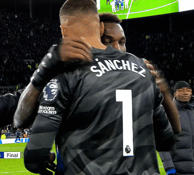 Soccer Player Number 1 Hugging Another Player GIF