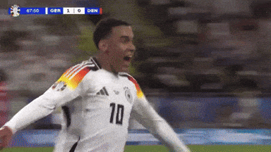 Soccer Player Number 10 Celebrates Goal GIF