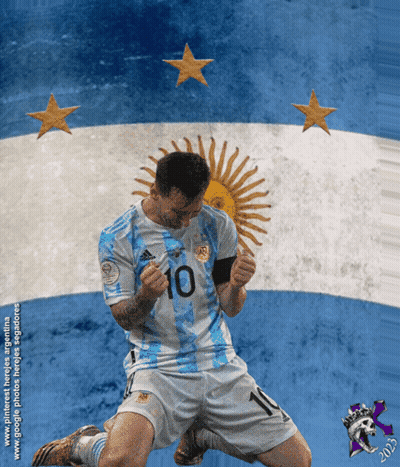 Soccer Player Number 10 Kneeling In Front Of Argentina Flag GIF