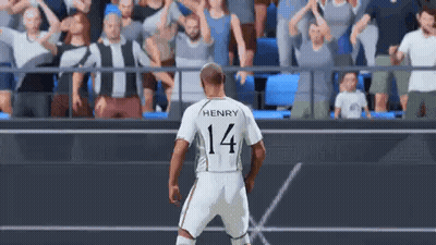 Soccer Player Number 14 On Field With Crowd GIF