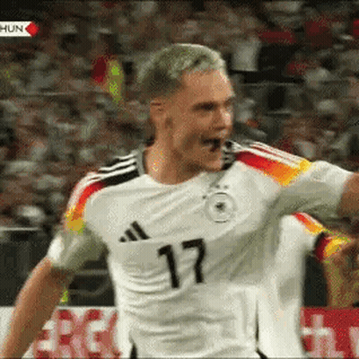 Soccer Player Number 17 Celebrating Goal GIF