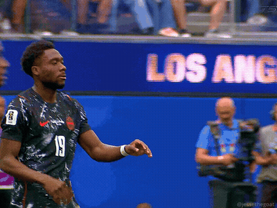 Soccer Player Number 19 In Front Of Los Angeles Banner GIF