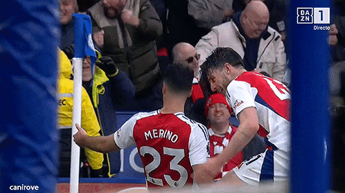 Soccer Player Number 23 Hugged By Another GIF