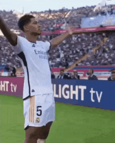 Soccer Player Number 5 Arms In Air GIF