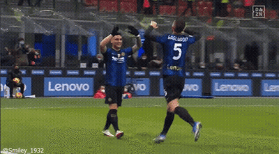Soccer Player Number 5 Celebrating With Teammate GIF