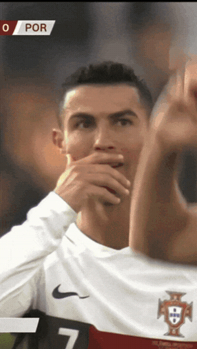 Soccer Player Number 7 Covering Mouth GIF