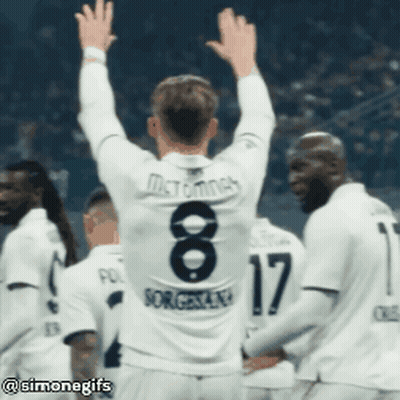 Soccer Player Number 8 Raising Hands GIF