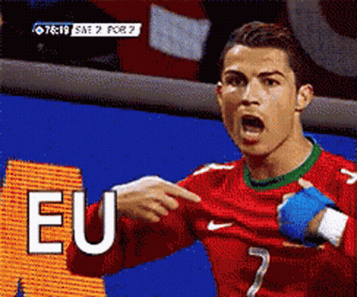 Soccer Player Pointing At EU Sign GIF